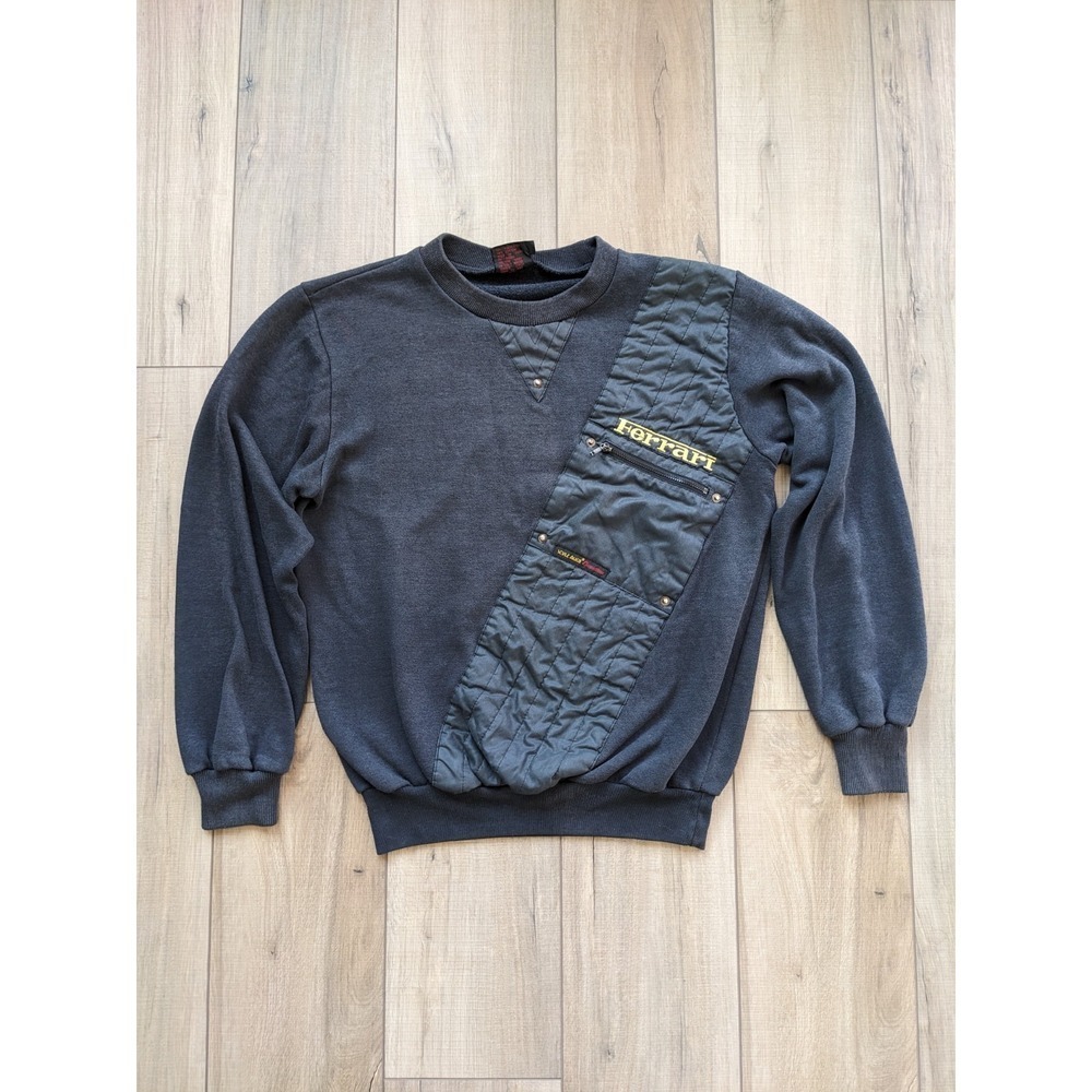 Vintage 80s Ferrari Style Auto F1 Racing Sweatshirt M Charcoal Grey Streetwear